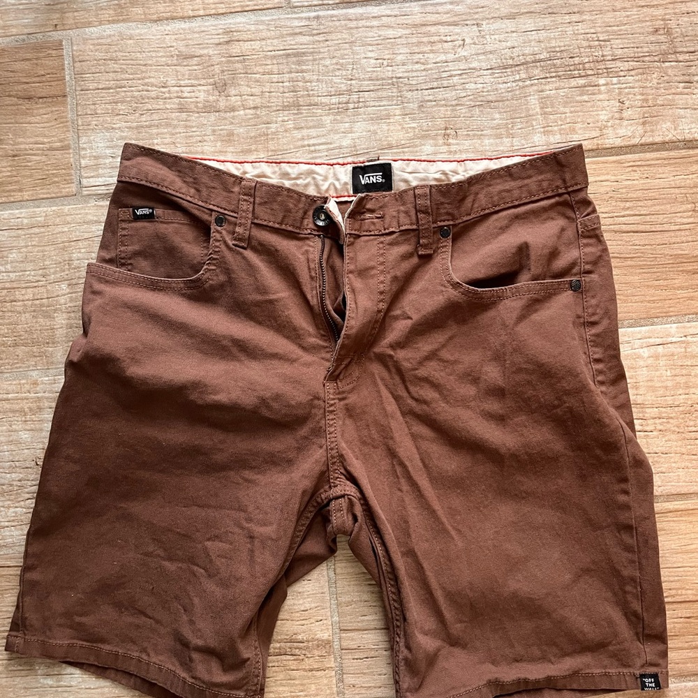 Vans Men's Chocolate Brown Flat Front Shorts